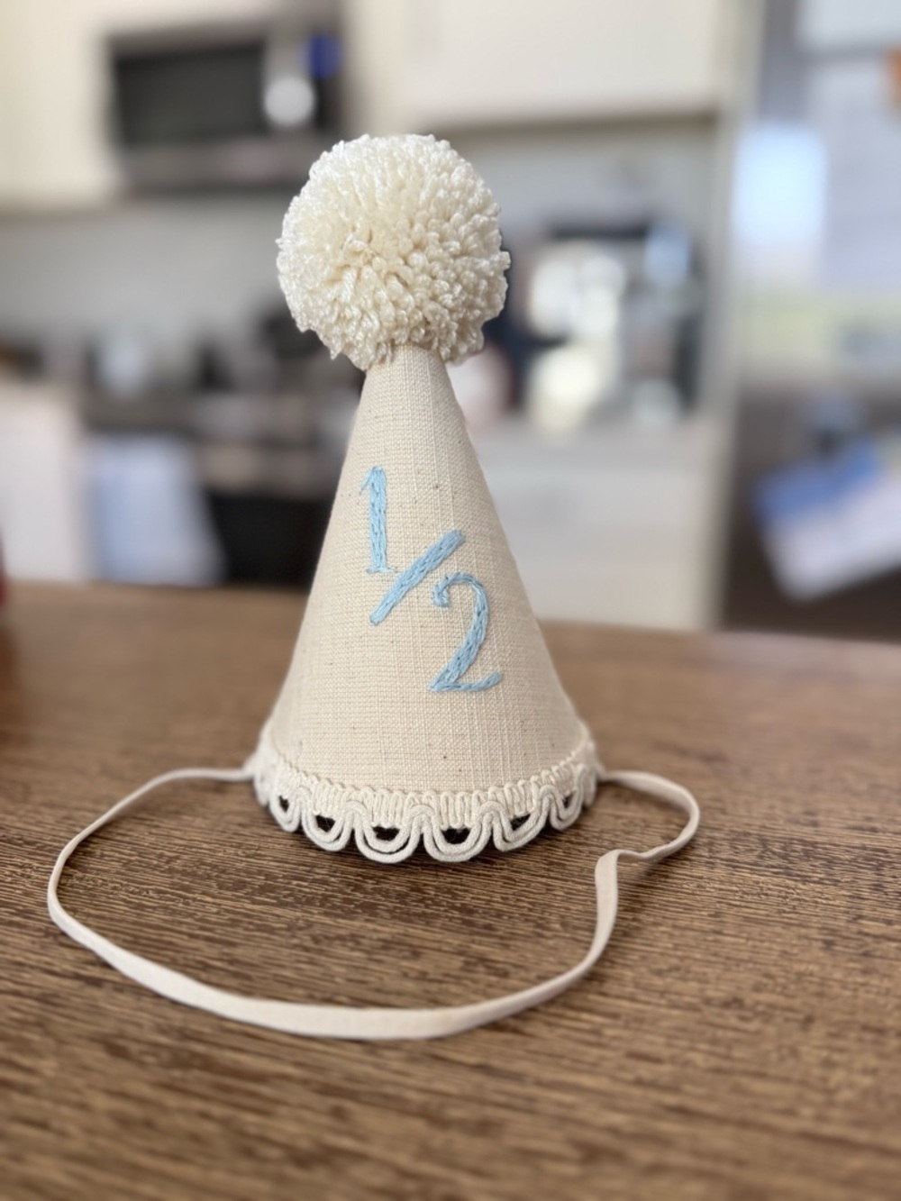 Half Birthday Pom Pom Party Hat